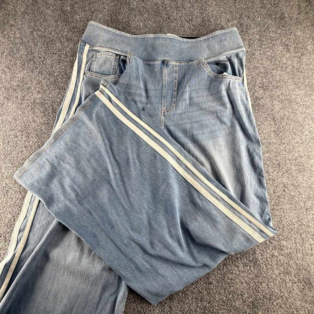 Halara Wide Leg Side Stripe Light Wash Jeans XL Regular 02867980 Blue